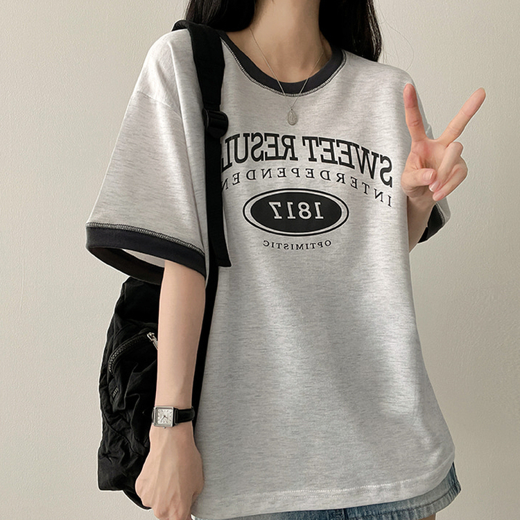 STS70729 1817バイカラーラウンド半袖Tシャツ 半袖Tシャツ - hijjoo