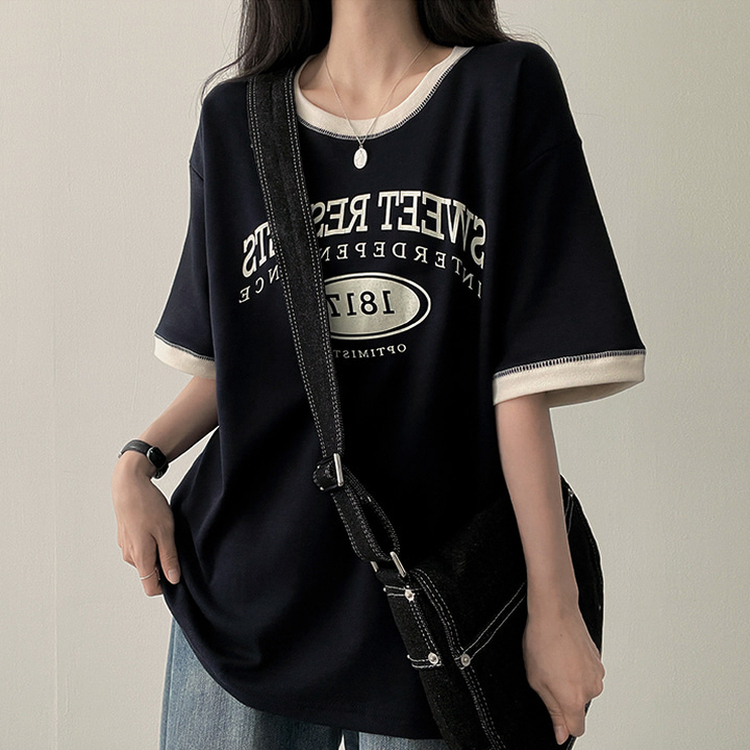 STS70729 1817バイカラーラウンド半袖Tシャツ 半袖Tシャツ - hijjoo
