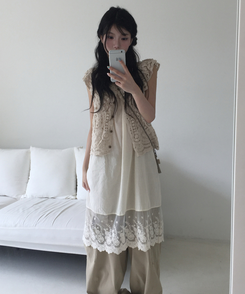 レースレイヤードワンピース WHITE