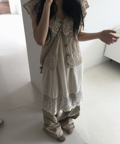 レースレイヤードワンピース WHITE