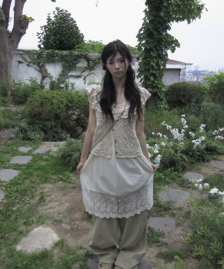 レースレイヤードワンピース WHITE