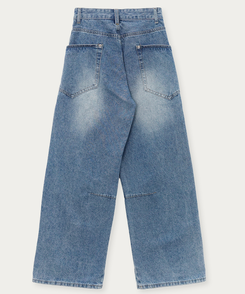 【丈別】スリットワイドデニムパンツ