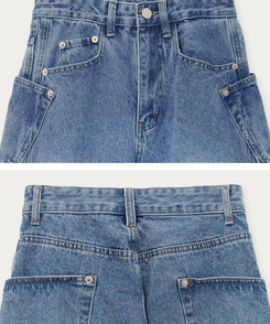 【丈別】スリットワイドデニムパンツ