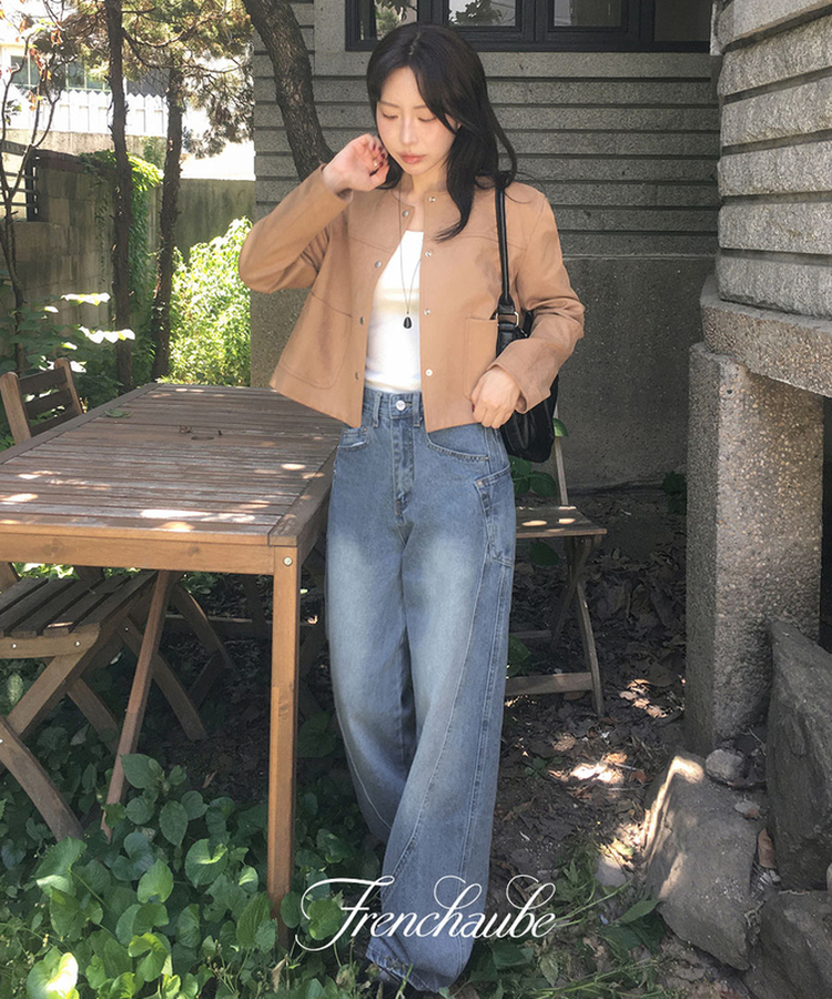 【丈別】スリットワイドデニムパンツ BLUE