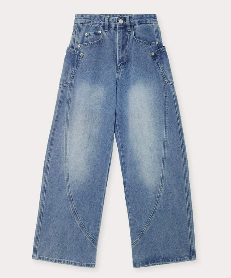 【丈別】スリットワイドデニムパンツ