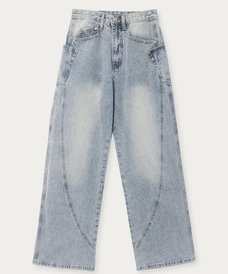 【丈別】スリットワイドデニムパンツ