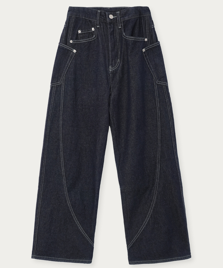 【丈別】スリットワイドデニムパンツ