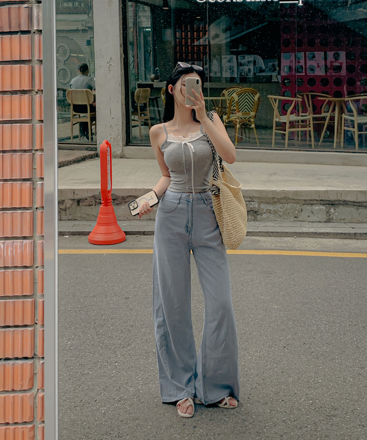 【丈別】クーリングワイドストレートジーンズ LIGHT DENIM