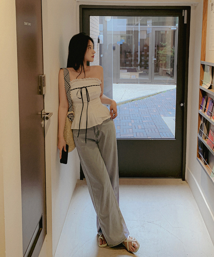 【丈別】クーリングワイドストレートジーンズ LIGHT DENIM