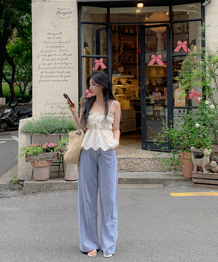 【丈別】クーリングワイドストレートジーンズ LIGHT DENIM