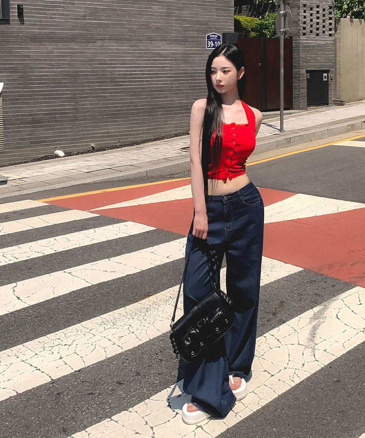 【丈別】クーリングワイドストレートジーンズ DEEP DENIM