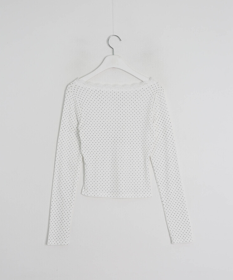 ドットレースV ネック長袖Tシャツ