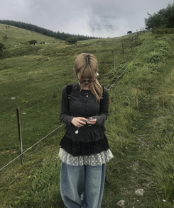 レイヤードフリルミニスカート CHARCOAL