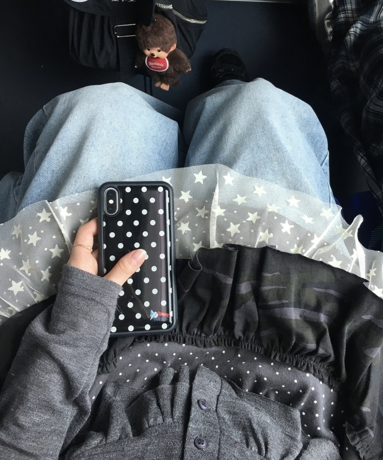 レイヤードフリルミニスカート CHARCOAL