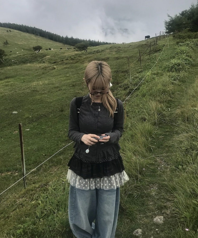 レイヤードフリルミニスカート CHARCOAL