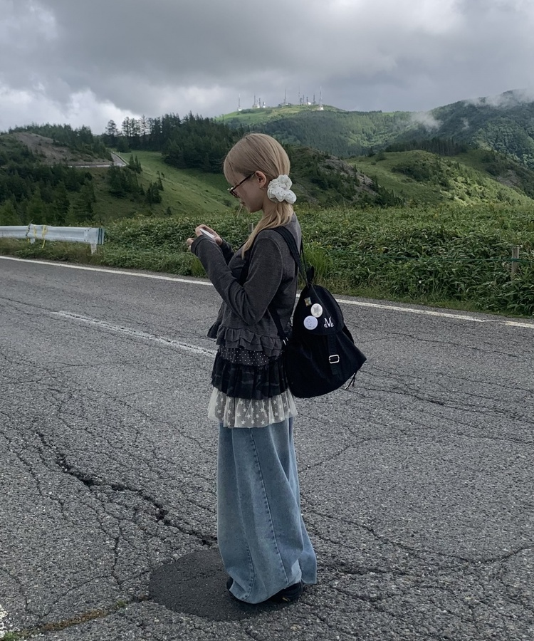 レイヤードフリルミニスカート CHARCOAL