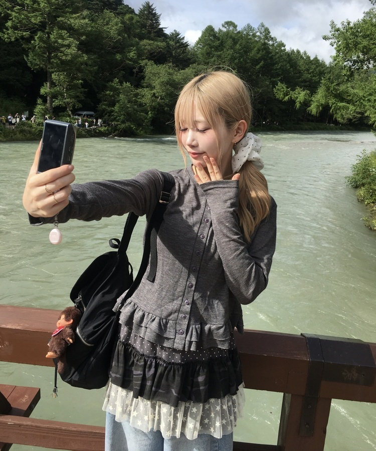 レイヤードフリルミニスカート CHARCOAL