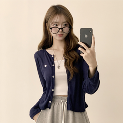 シースルーペンダントカーディガン(8color) DARK NAVY