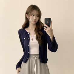 シースルーペンダントカーディガン(8color) DARK NAVY