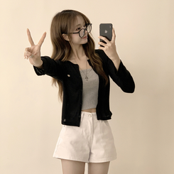 シースルーペンダントカーディガン(8color) BLACK