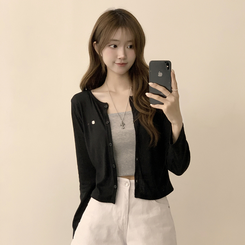 シースルーペンダントカーディガン(8color) BLACK