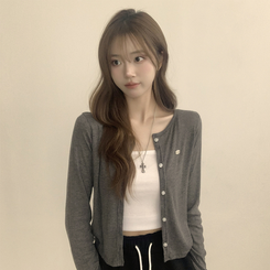 シースルーペンダントカーディガン(8color) CHARCOAL