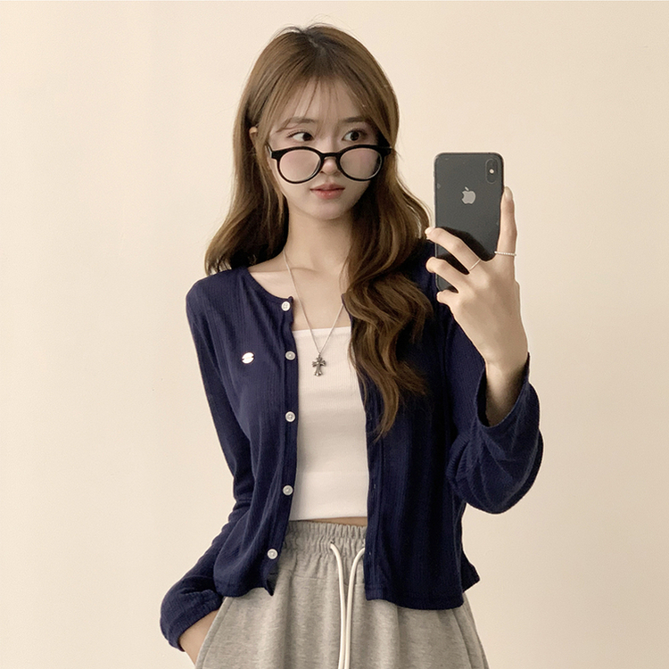 シースルーペンダントカーディガン(8color) DARK NAVY