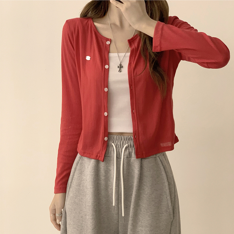 シースルーペンダントカーディガン(8color) RED