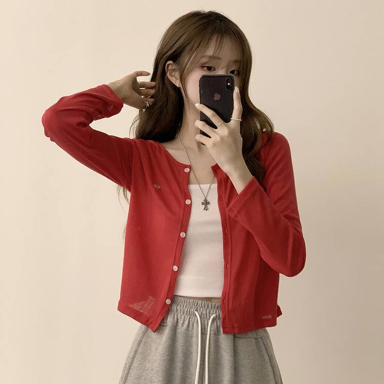 シースルーペンダントカーディガン(8color) RED