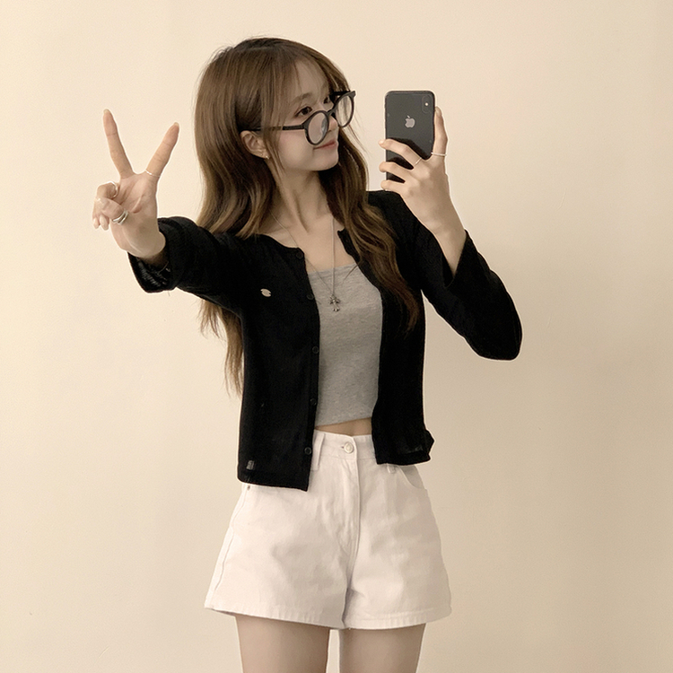 シースルーペンダントカーディガン(8color) BLACK