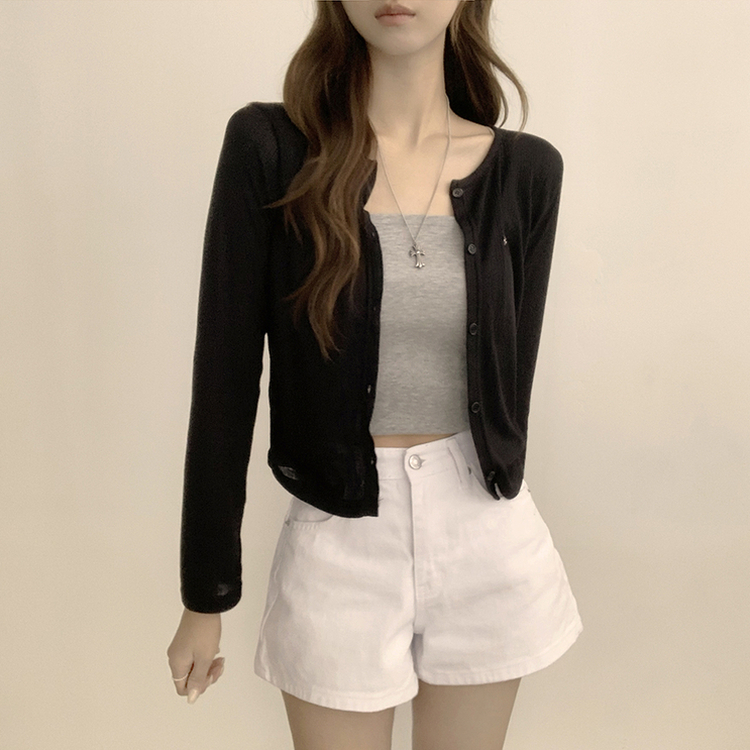 シースルーペンダントカーディガン(8color) BLACK