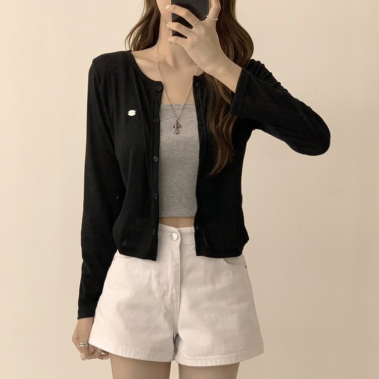 シースルーペンダントカーディガン(8color) BLACK