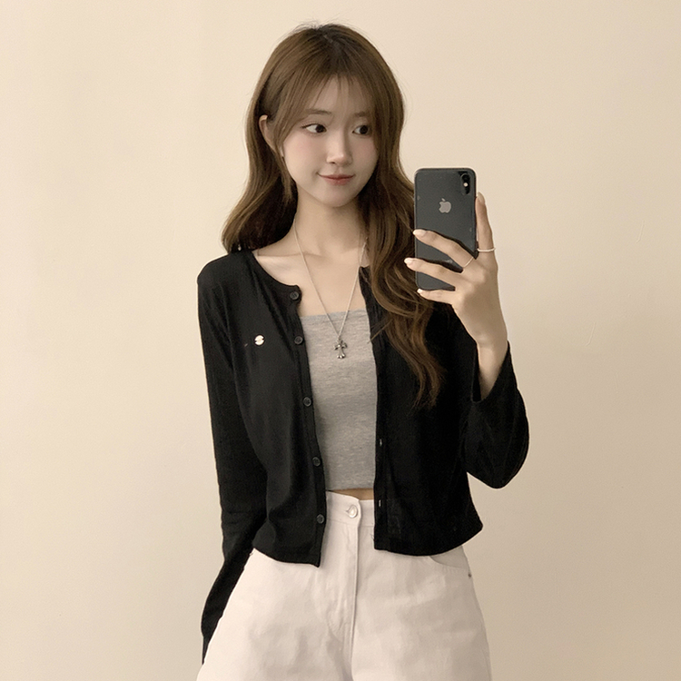 シースルーペンダントカーディガン(8color) BLACK