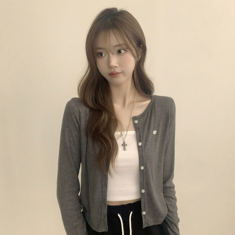 シースルーペンダントカーディガン(8color) CHARCOAL