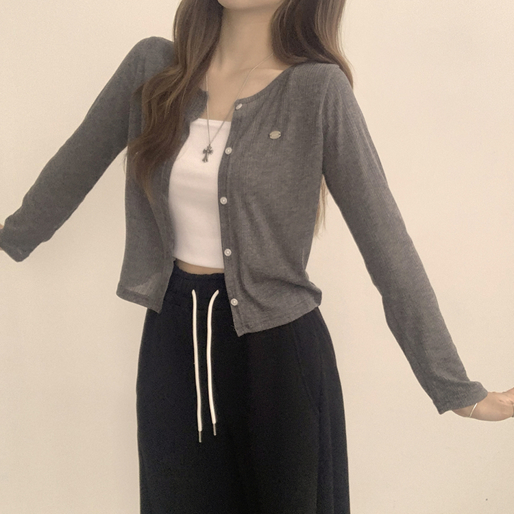 シースルーペンダントカーディガン(8color) CHARCOAL