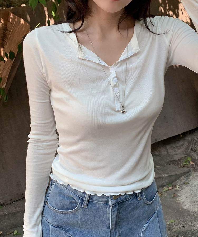 ツイストフリルVネックブラウス anuans ツイスト フリル Vネック