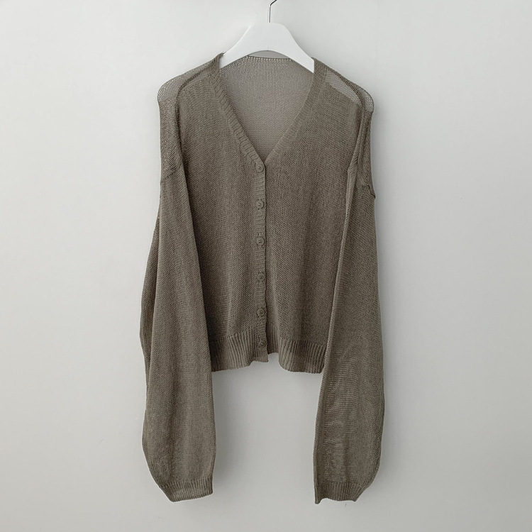 안입은듯 시원 아방핏 시스루 벌룬 크롭 박시 니트가디건 여름 간절기 가디건 빅사이즈