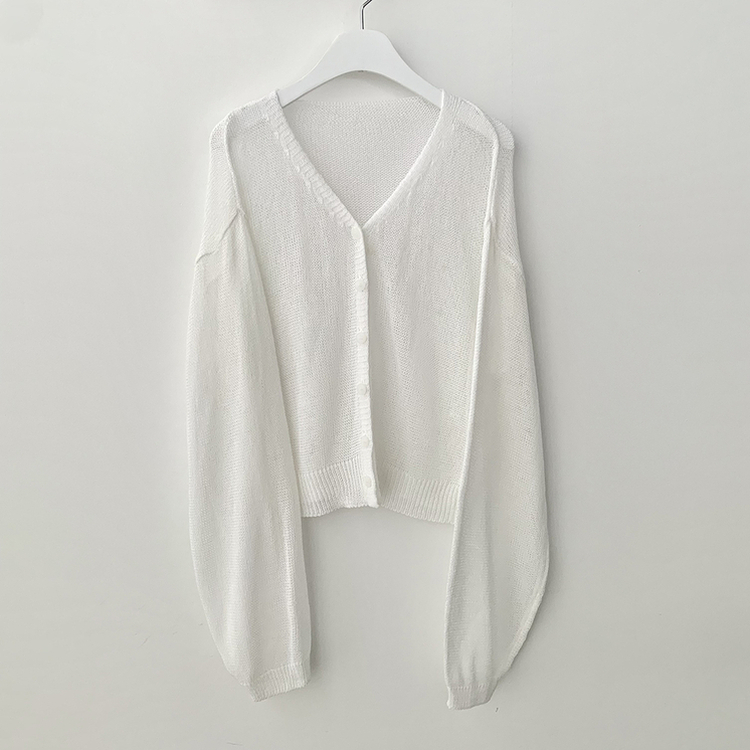 안입은듯 시원 아방핏 시스루 벌룬 크롭 박시 니트가디건 여름 간절기 가디건 빅사이즈