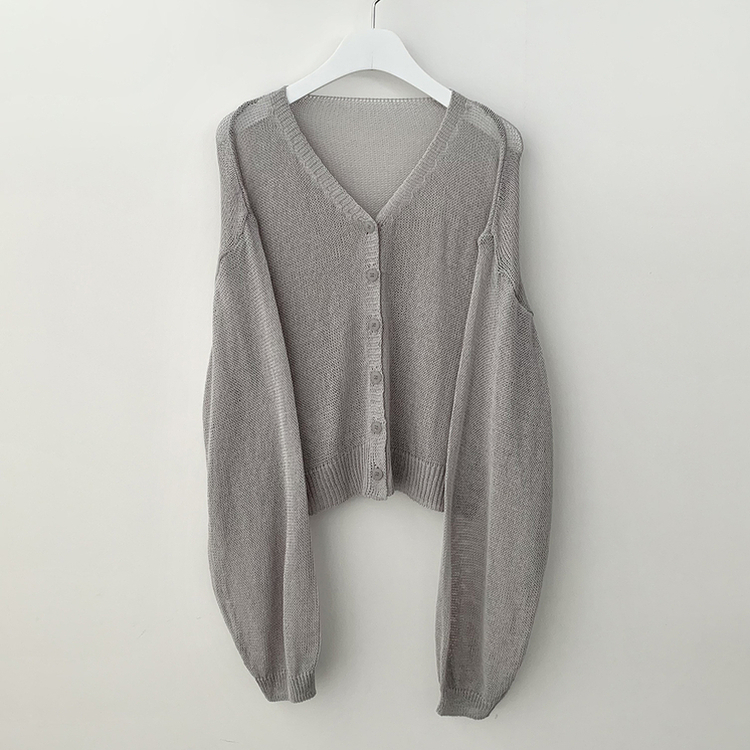 안입은듯 시원 아방핏 시스루 벌룬 크롭 박시 니트가디건 여름 간절기 가디건 빅사이즈