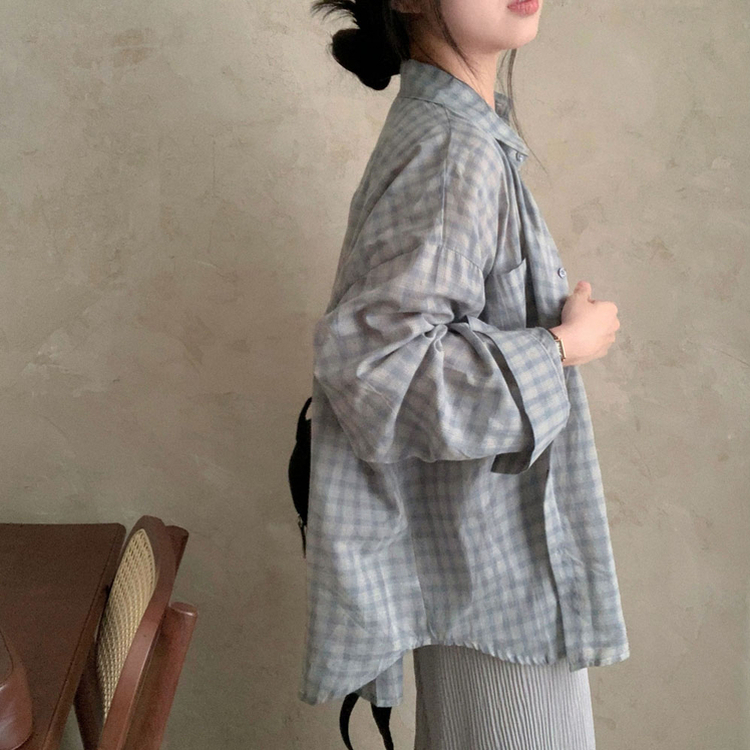 트렌디 앤 클래식 오버핏 썸머 체크 셔츠 남방 소라