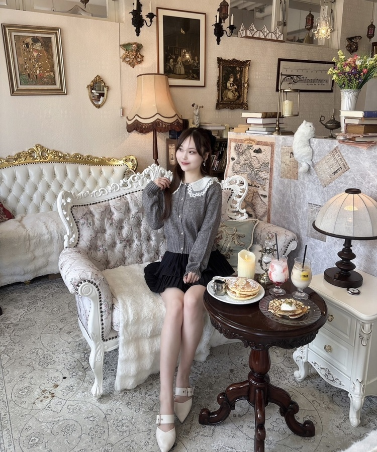 레이스 니트 크롭 가디건