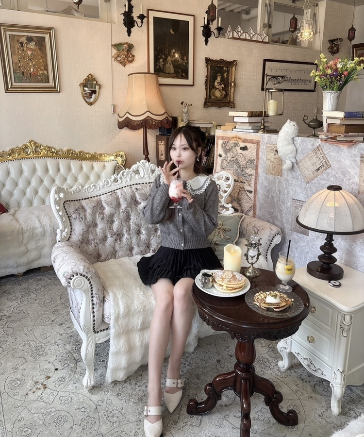 레이스 니트 크롭 가디건