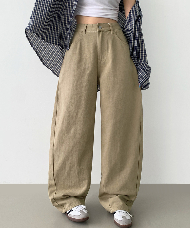 2XL커브 절개 라인 메가 벌룬핏 밴딩 면팬츠 베이지