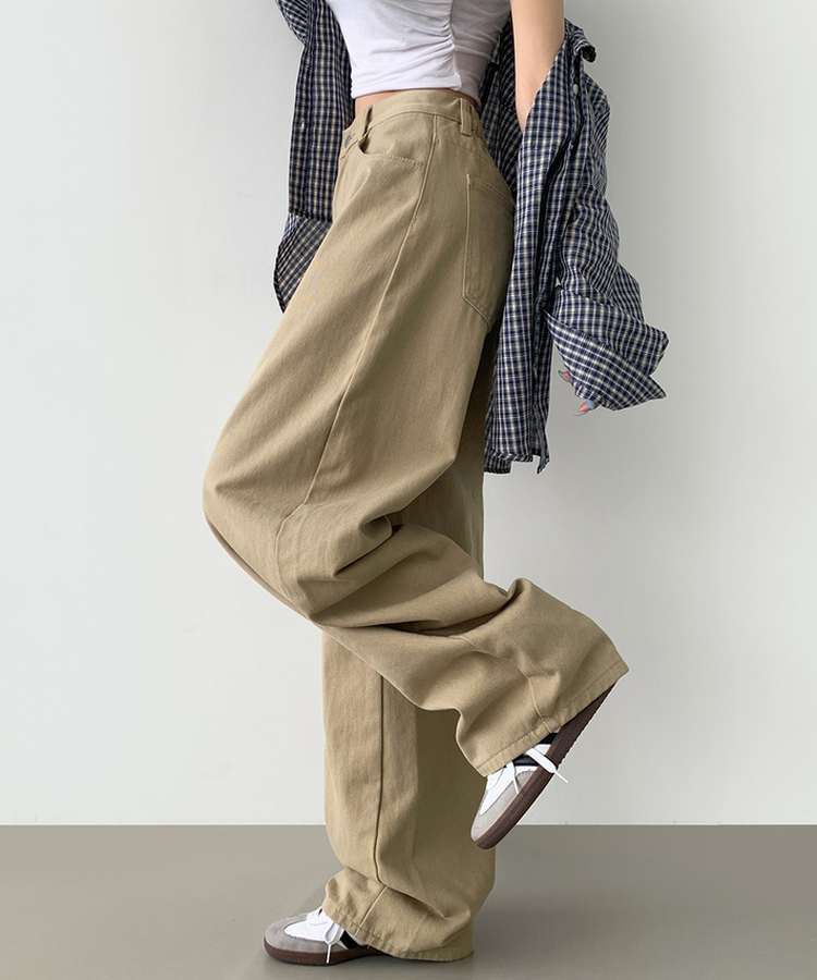 2XL커브 절개 라인 메가 벌룬핏 밴딩 면팬츠 베이지