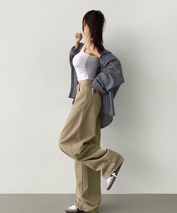 2XL커브 절개 라인 메가 벌룬핏 밴딩 면팬츠 베이지