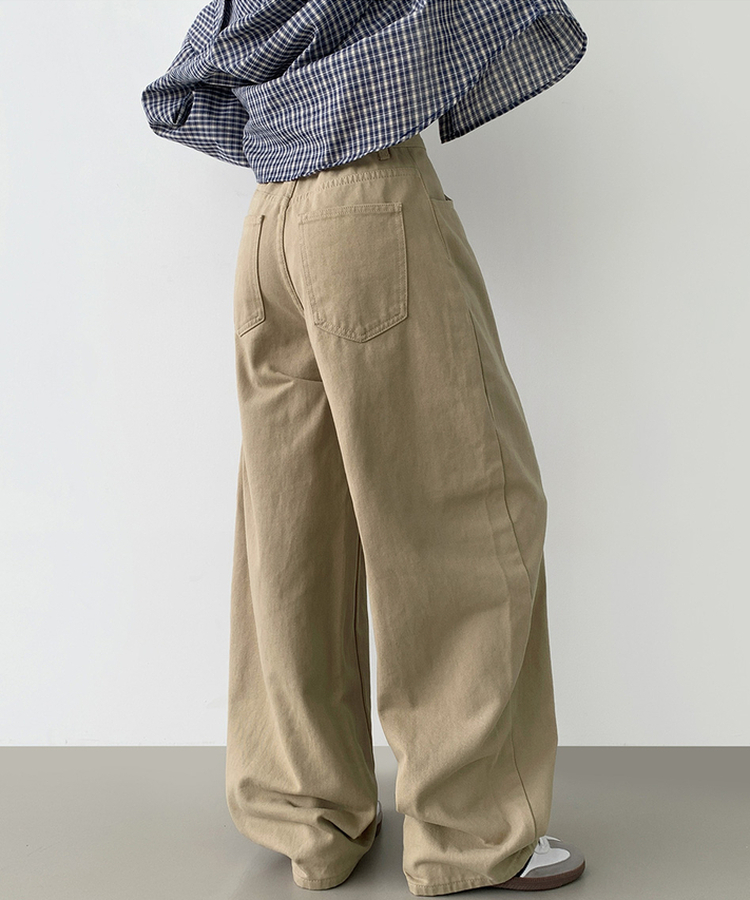 2XL커브 절개 라인 메가 벌룬핏 밴딩 면팬츠 베이지