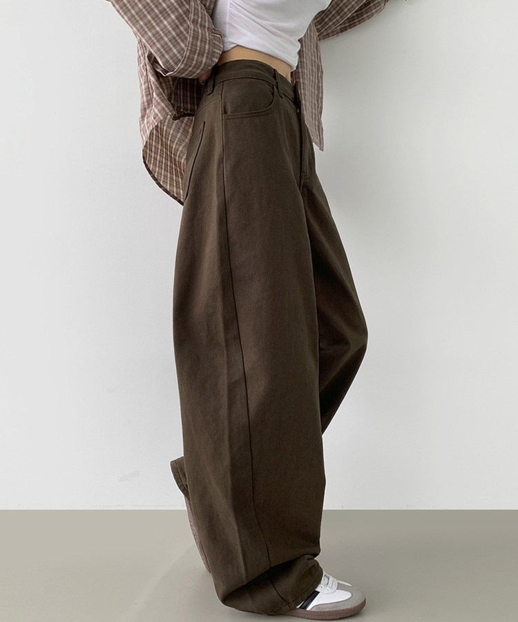 2XL커브 절개 라인 메가 벌룬핏 밴딩 면팬츠 딥브라운