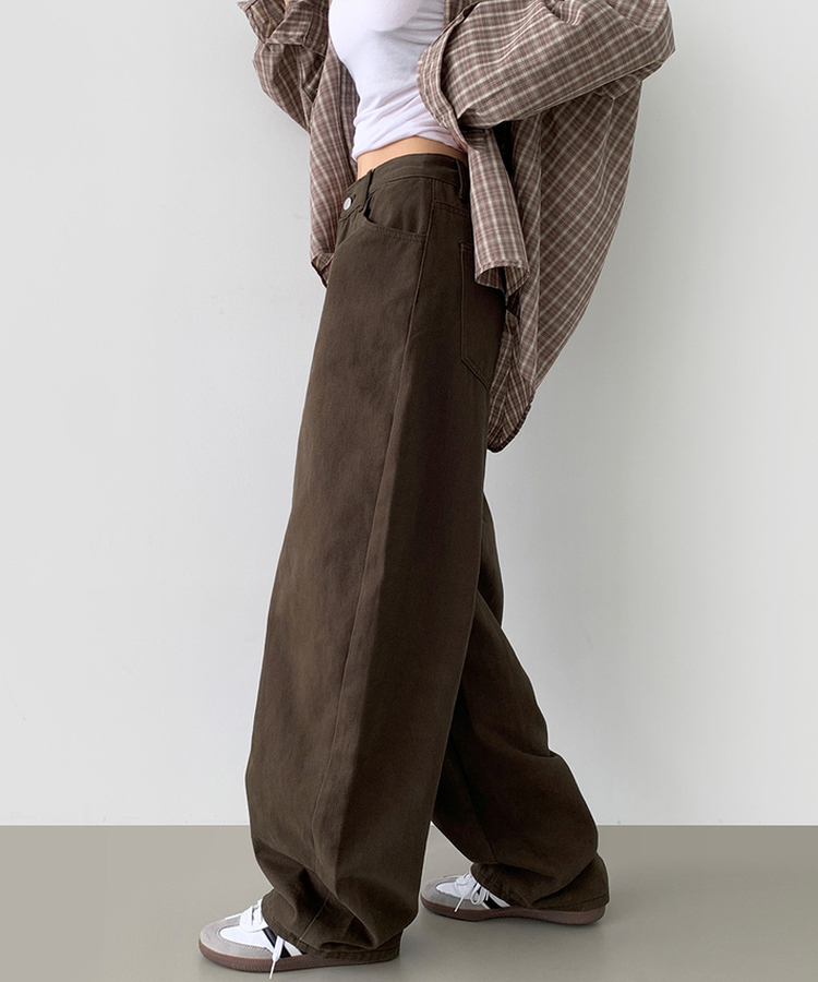 2XL커브 절개 라인 메가 벌룬핏 밴딩 면팬츠 딥브라운