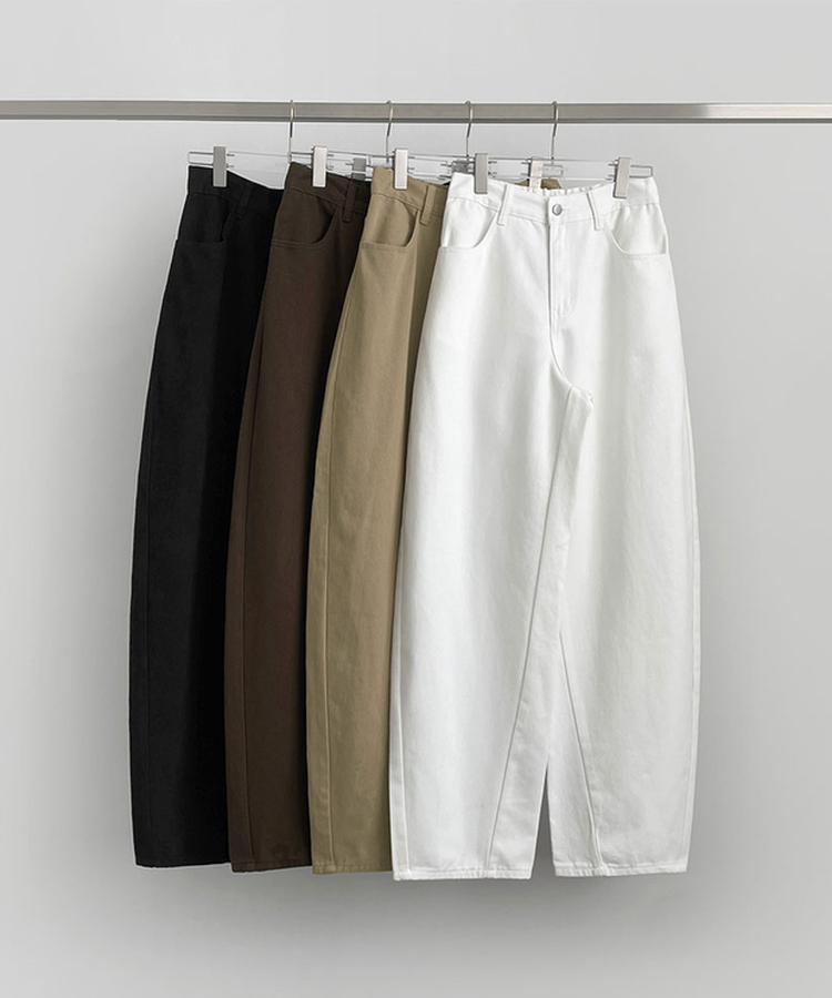 2XL커브 절개 라인 메가 벌룬핏 밴딩 면팬츠