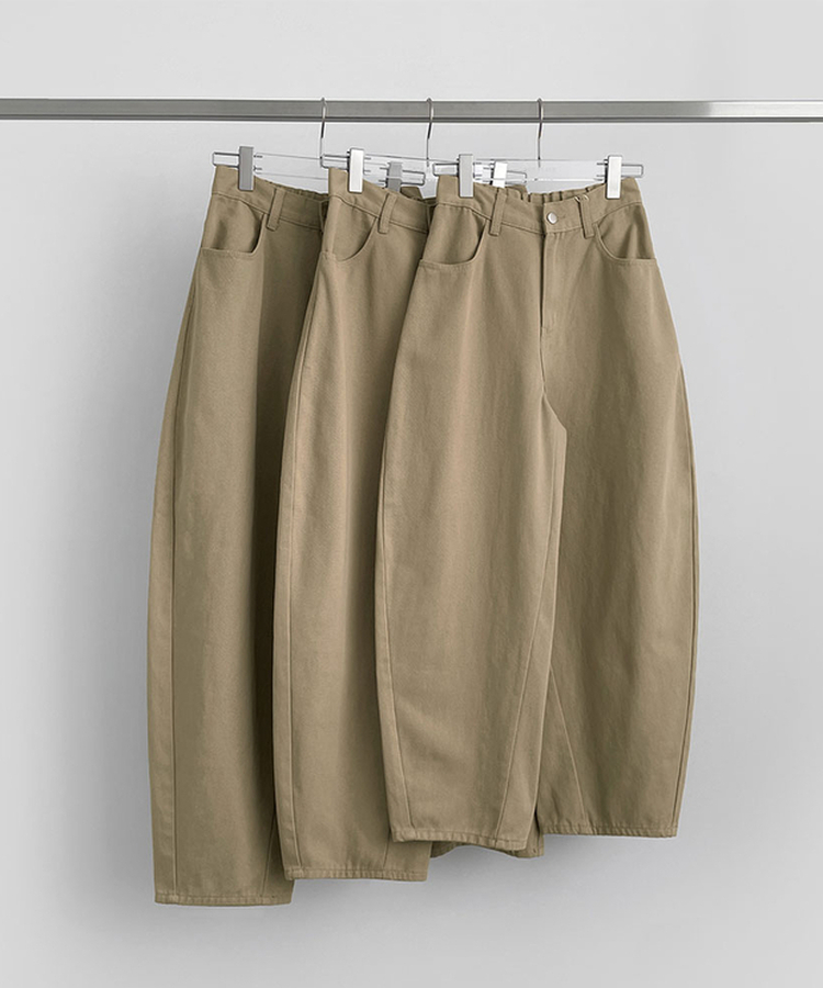 2XL커브 절개 라인 메가 벌룬핏 밴딩 면팬츠